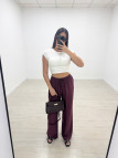 PANTALÓN EFECTO BAMBULA - BURDEOS