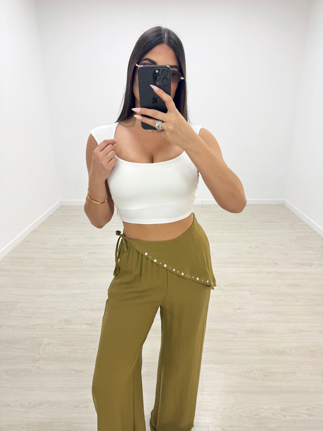 PANTALÓN PAÑUELO TACHAS - VERDE LIMA