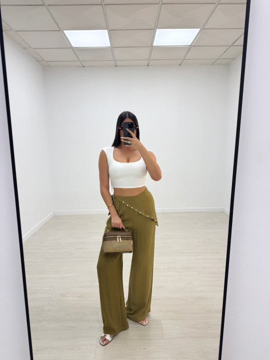 PANTALÓN PAÑUELO TACHAS - VERDE LIMA