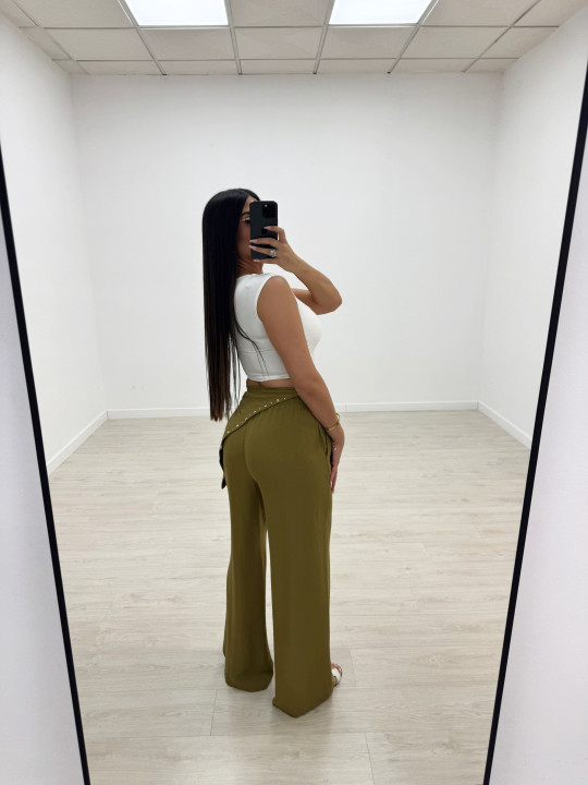 PANTALÓN PAÑUELO TACHAS - VERDE LIMA