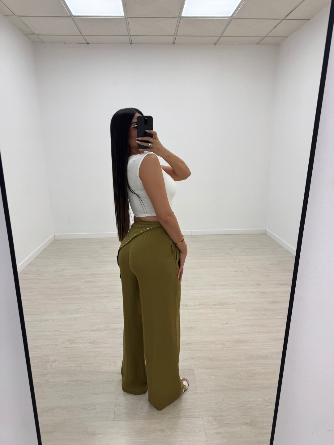 PANTALÓN PAÑUELO TACHAS - VERDE LIMA