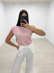 CAMISETA HOMBRERAS RAYAS - ROSA