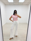 CAMISETA HOMBRERAS RAYAS - ROSA