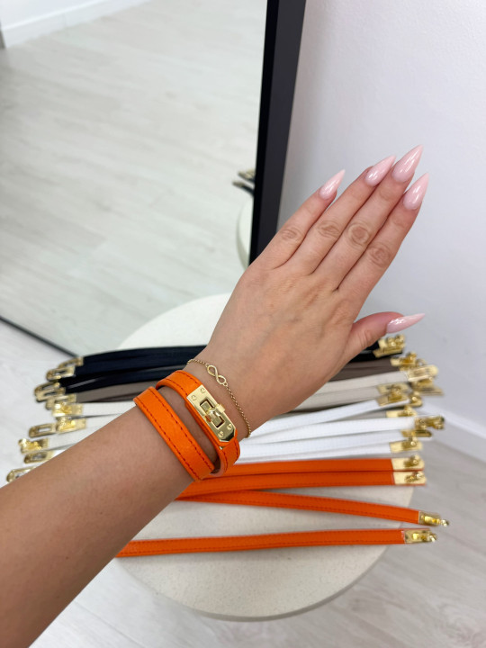 PULSERA HERMS (PIEL 100%) - NARANJA