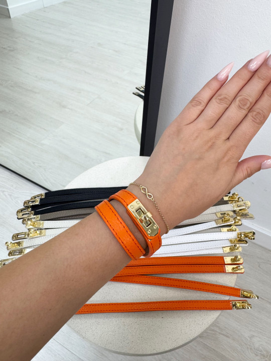 PULSERA HERMS (PIEL 100%) - NARANJA