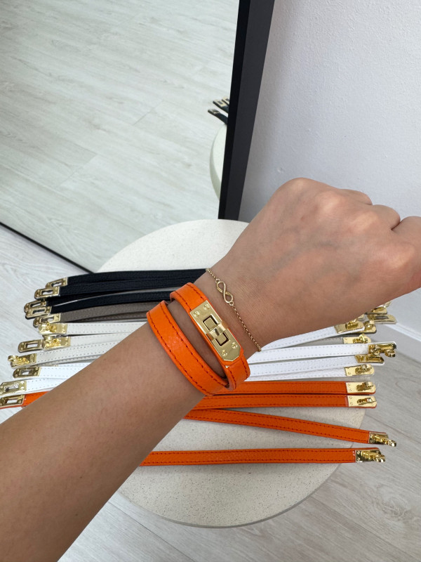 PULSERA HERMS (PIEL 100%) - NARANJA