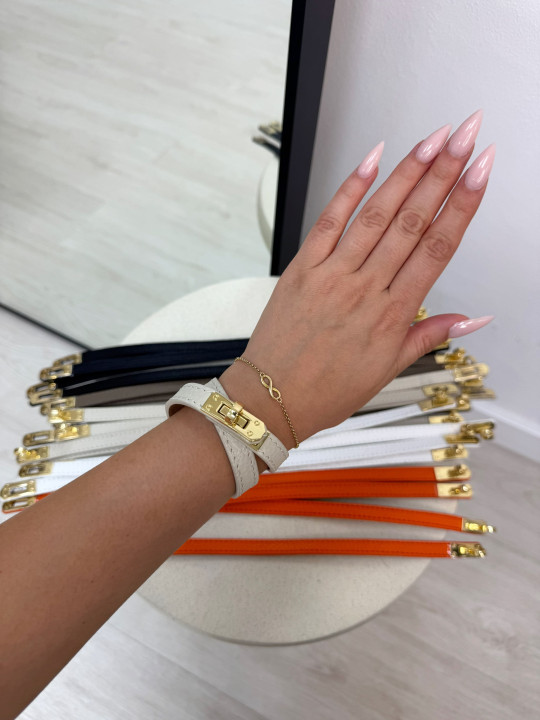 PULSERA HERMS (PIEL 100%) - BEIGE