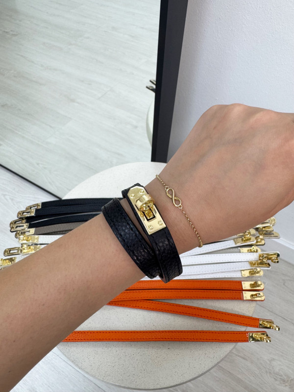 PULSERA HERMS (PIEL 100%) - NEGRA