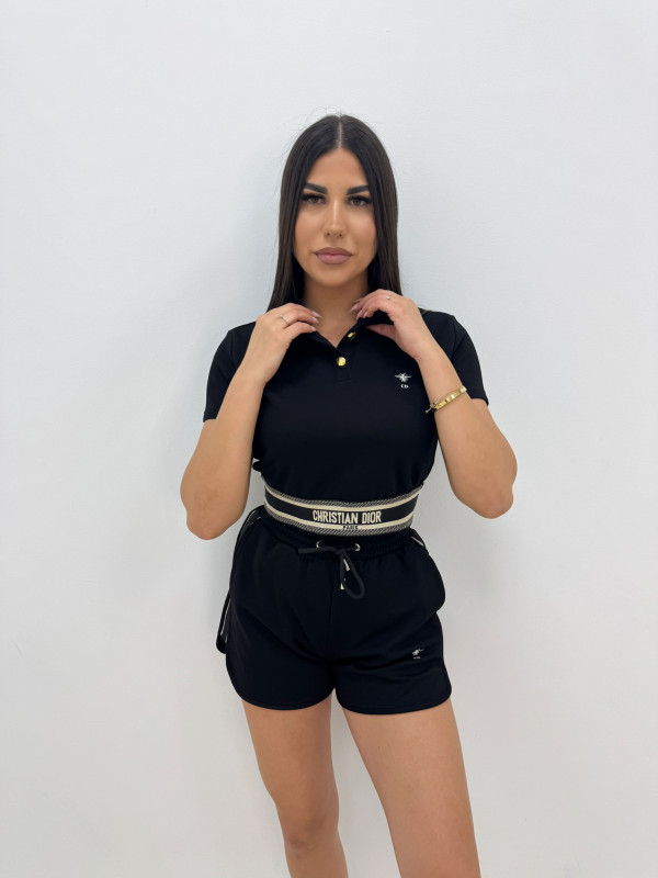 CONJUNTO BERMUDA BORDADO CD - NEGRO