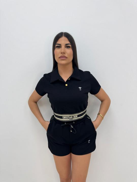 CONJUNTO BERMUDA BORDADO CD - NEGRO