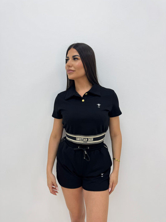 CONJUNTO BERMUDA BORDADO CD - NEGRO