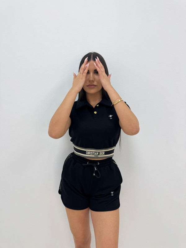 CONJUNTO BERMUDA BORDADO CD - NEGRO