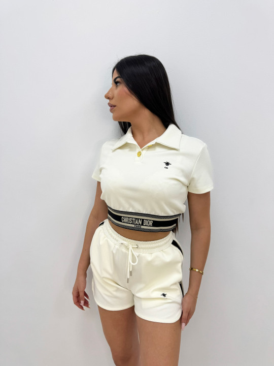 CONJUNTO BERMUDA BORDADO CD - BEIGE