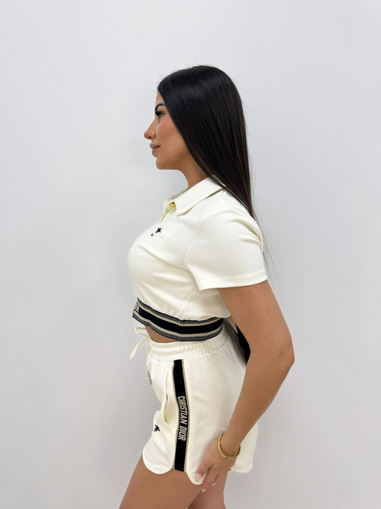 CONJUNTO BERMUDA BORDADO CD - BEIGE