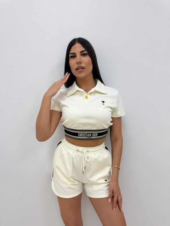 CONJUNTO BERMUDA BORDADO CD - BEIGE