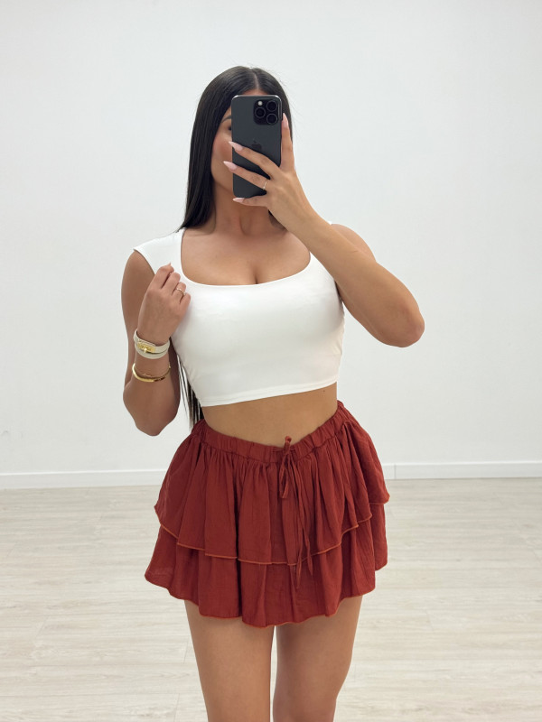 FALDA MINI VOLANTE (CON SHORT) - CALDERA