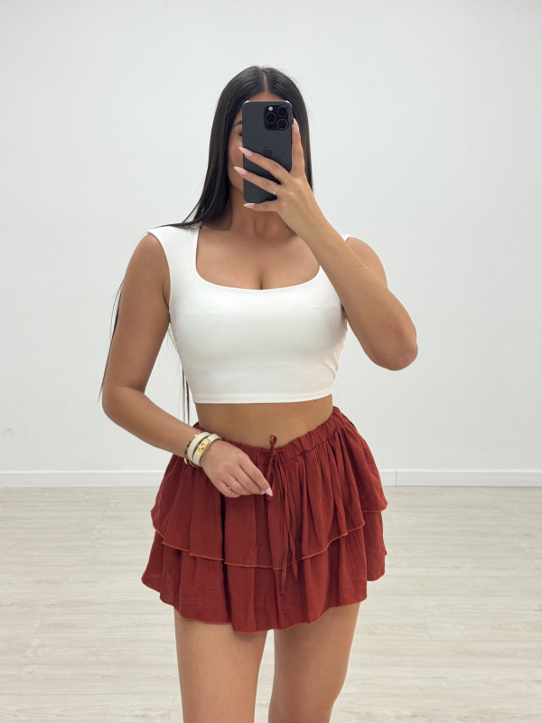 FALDA MINI VOLANTE (CON SHORT) - CALDERA