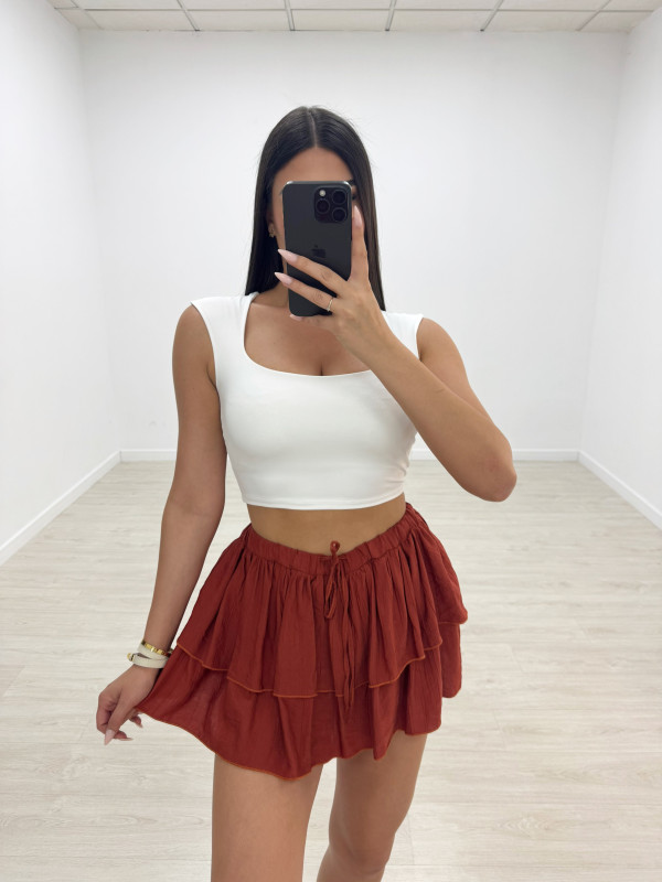 FALDA MINI VOLANTE (CON SHORT) - CALDERA