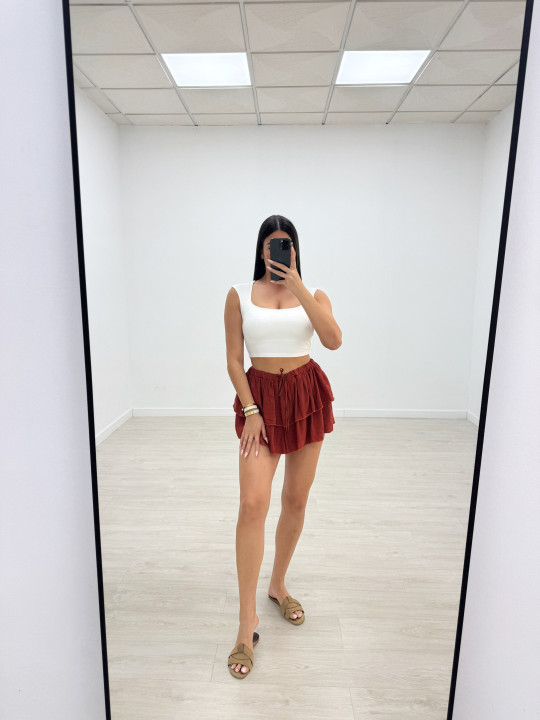 FALDA MINI VOLANTE (CON SHORT) - CALDERA