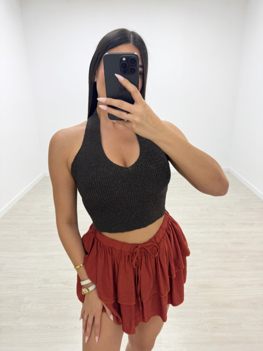 FALDA MINI VOLANTE (CON SHORT) - CALDERA