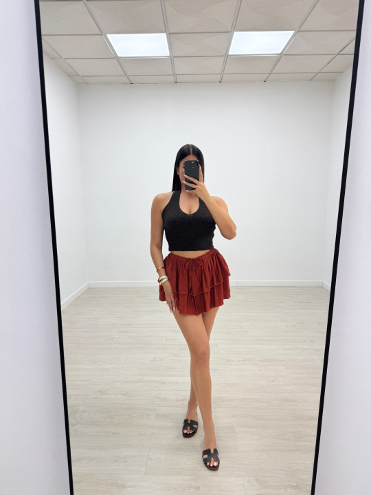 FALDA MINI VOLANTE (CON SHORT) - CALDERA