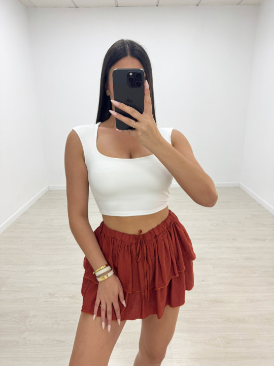 FALDA MINI VOLANTE (CON SHORT) - CALDERA