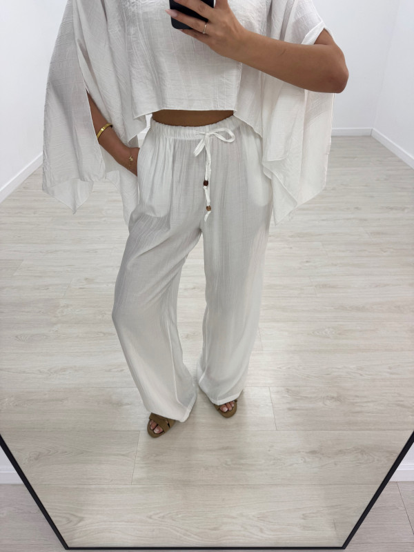 PANTALÓN EFECTO BAMBULA - BLANCO