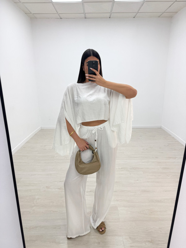 PANTALÓN EFECTO BAMBULA - BLANCO