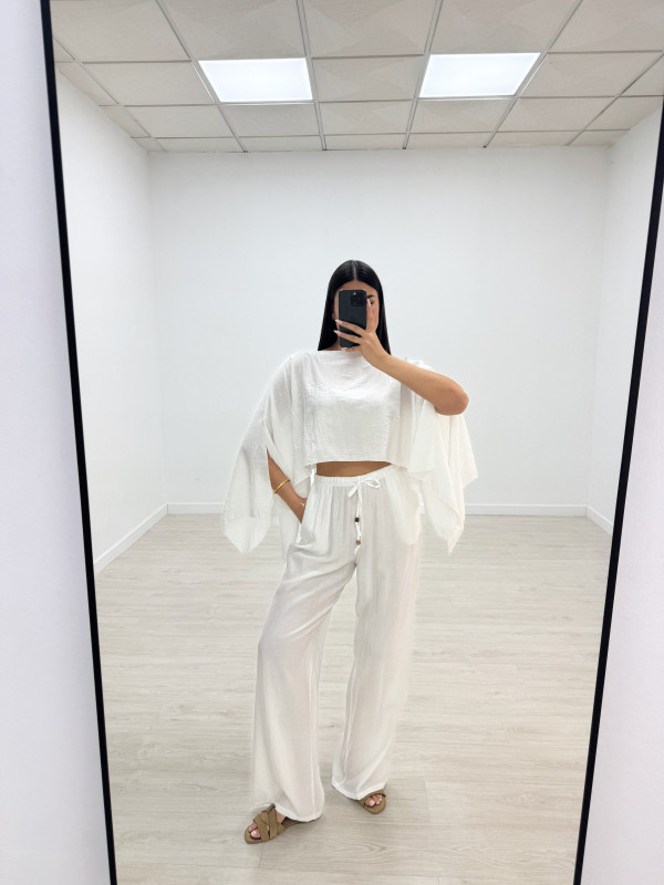 PANTALÓN EFECTO BAMBULA - BLANCO