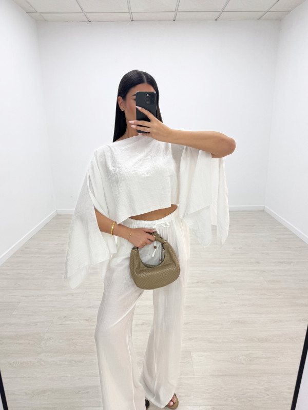 PANTALÓN EFECTO BAMBULA - BLANCO