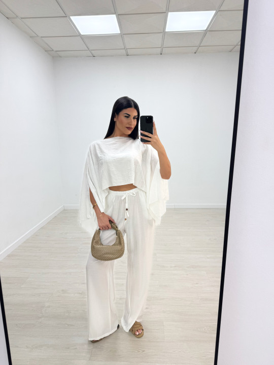 PANTALÓN EFECTO BAMBULA - BLANCO