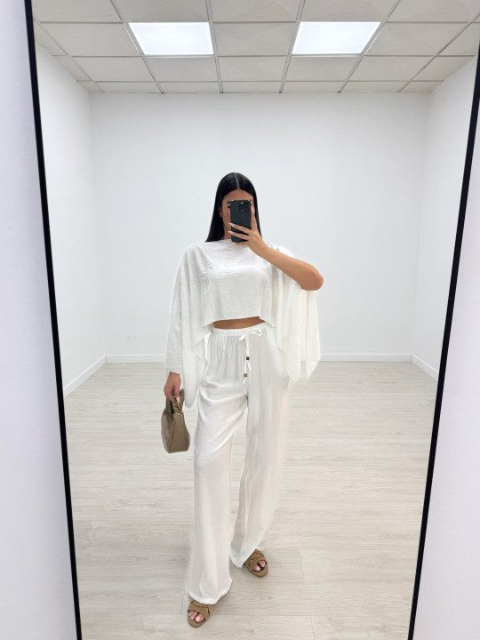 PANTALÓN EFECTO BAMBULA - BLANCO