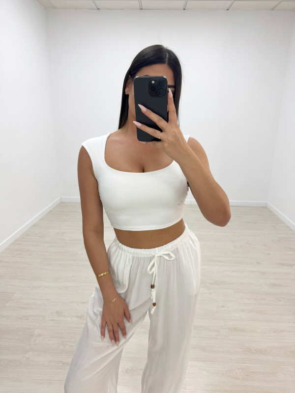 PANTALÓN EFECTO BAMBULA - BLANCO