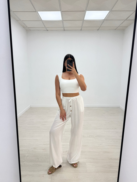 PANTALÓN EFECTO BAMBULA - BLANCO