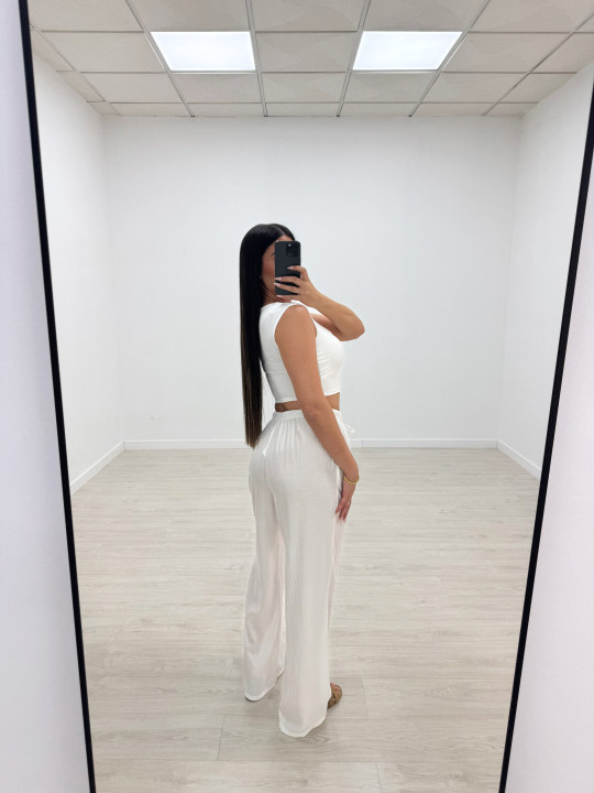 PANTALÓN EFECTO BAMBULA - BLANCO
