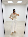 CAMISETA CROCHET LENTEJUELA - BEIGE