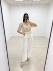 CAMISETA CROCHET LENTEJUELA - BEIGE