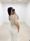 CAMISETA CROCHET LENTEJUELA - BEIGE