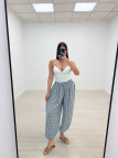 PANTALÓN VICHY GLOBO - AZUL