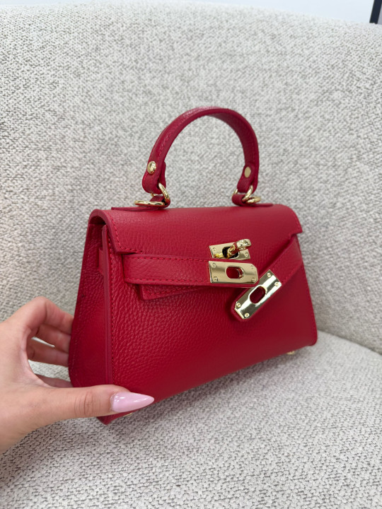 BOLSO MINI KELLY (PIEL 100%) - ROJO