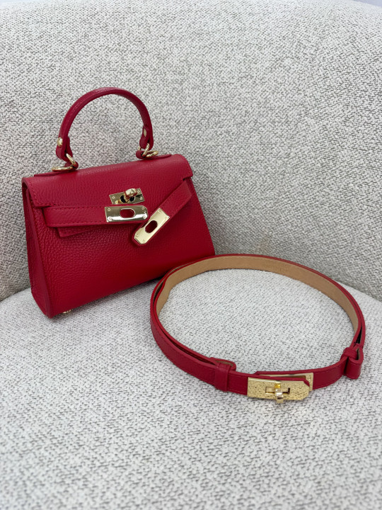 BOLSO MINI KELLY (PIEL 100%) - ROJO