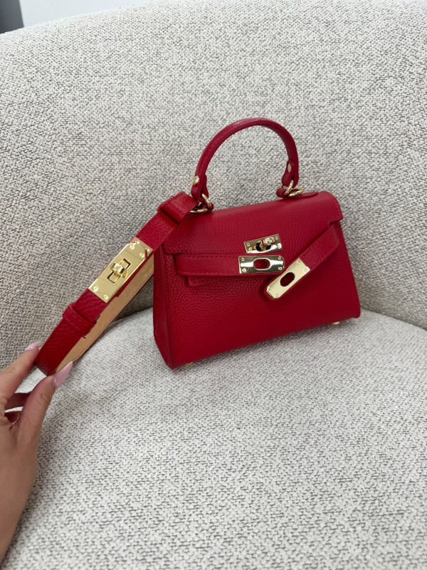 BOLSO MINI KELLY (PIEL 100%) - ROJO
