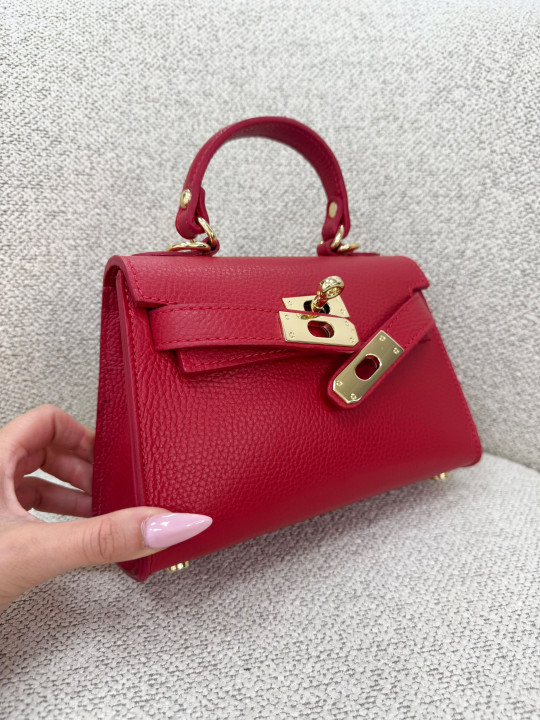 BOLSO MINI KELLY (PIEL 100%) - ROJO