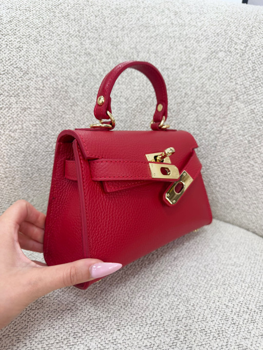 BOLSO MINI KELLY (PIEL 100%) - ROJO