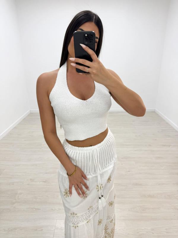 TOP HALTER PUNTO - BLANCO