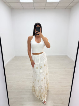 FALDA CROCHET LARGA - BLANCA