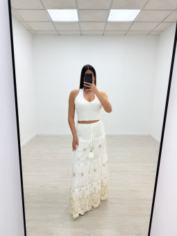 FALDA CROCHET LARGA - BLANCA
