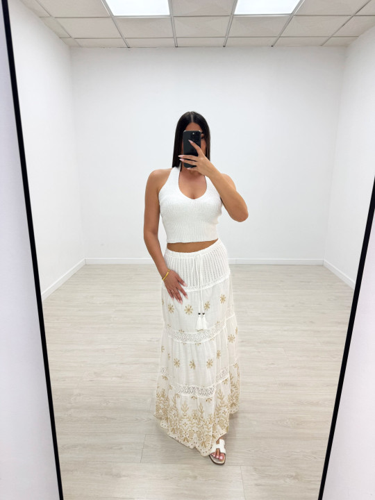 FALDA CROCHET LARGA - BLANCA