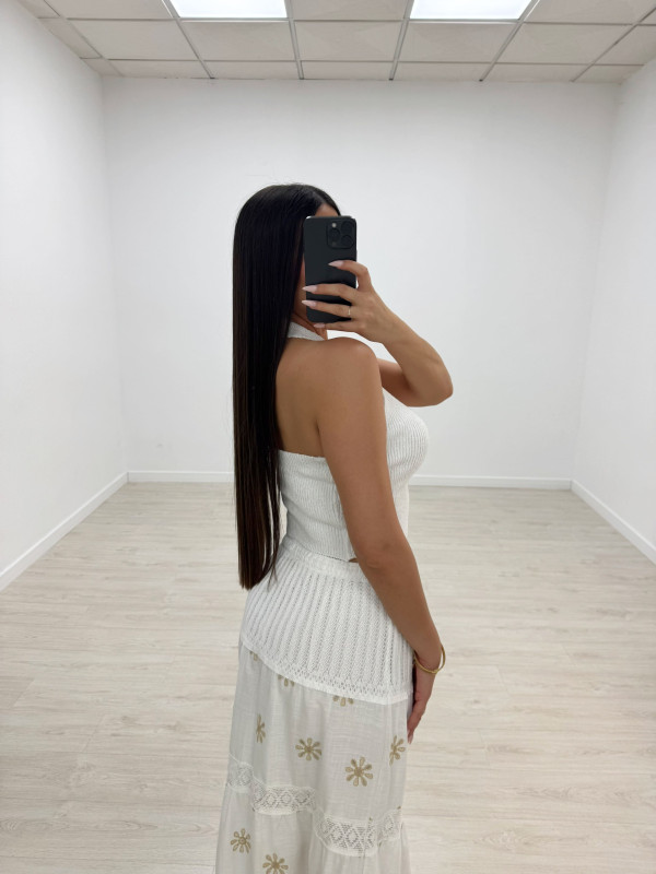 FALDA CROCHET LARGA - BLANCA