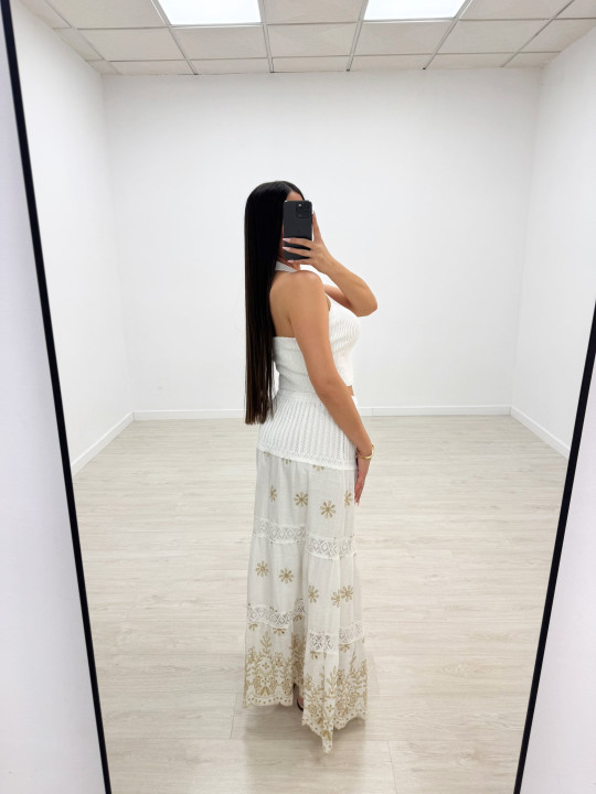 FALDA CROCHET LARGA - BLANCA